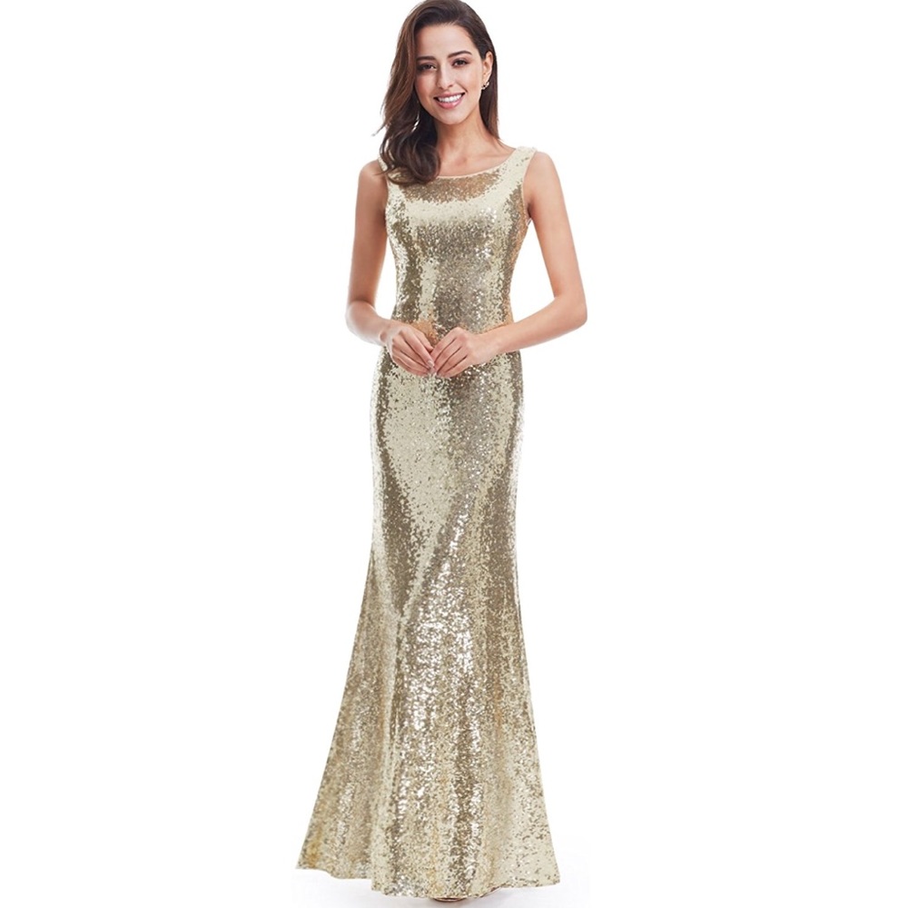 Sequin Long Glitter Fit & Flare Prom Bridesmaid - Picture 2 of 6